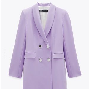 Zara lilac double breasted frock coat flap pocket